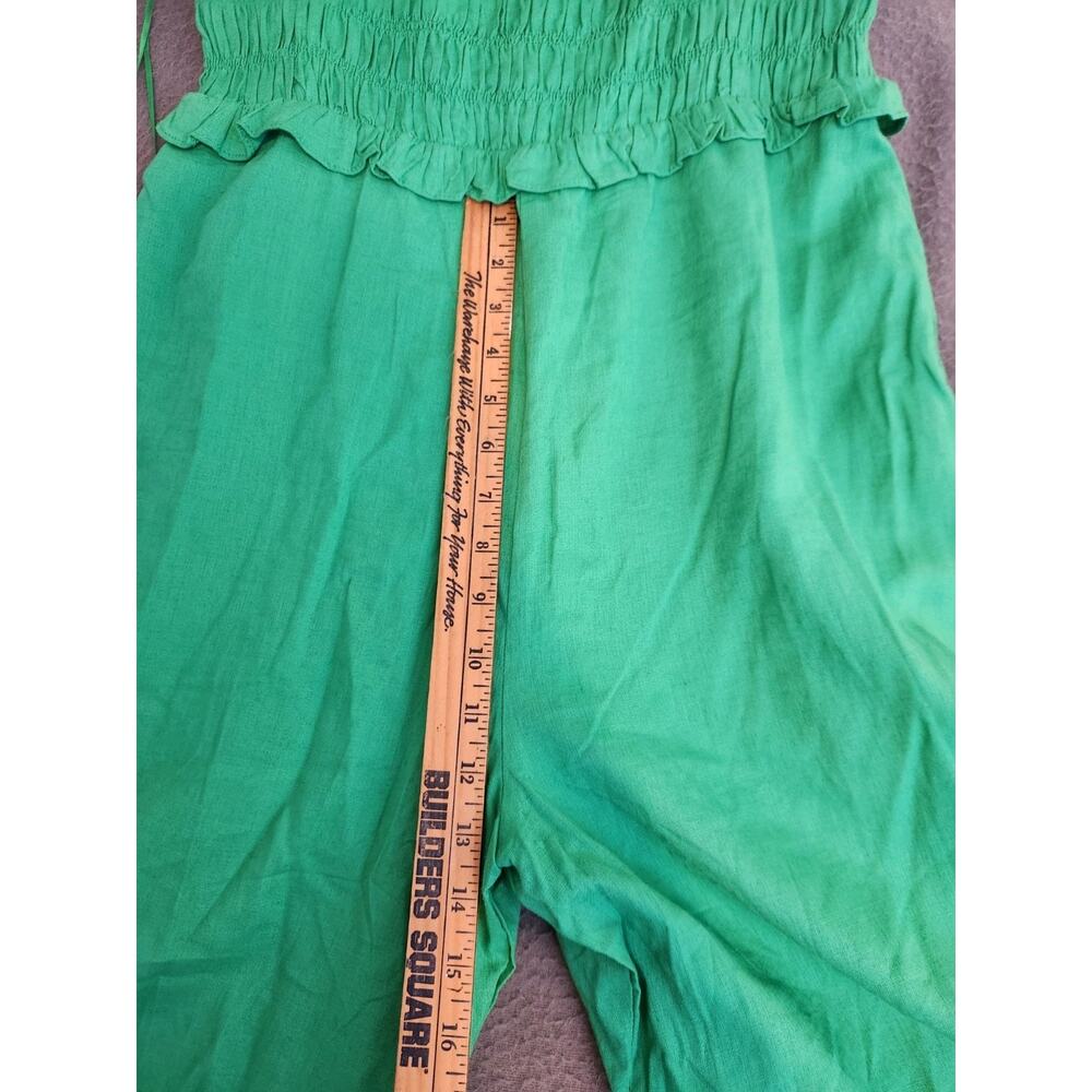 Anthropologie If By Sea Size L Jumpsuit Wide Leg Coastal Kelly Green Smocked NWT - Picture 8 of 15